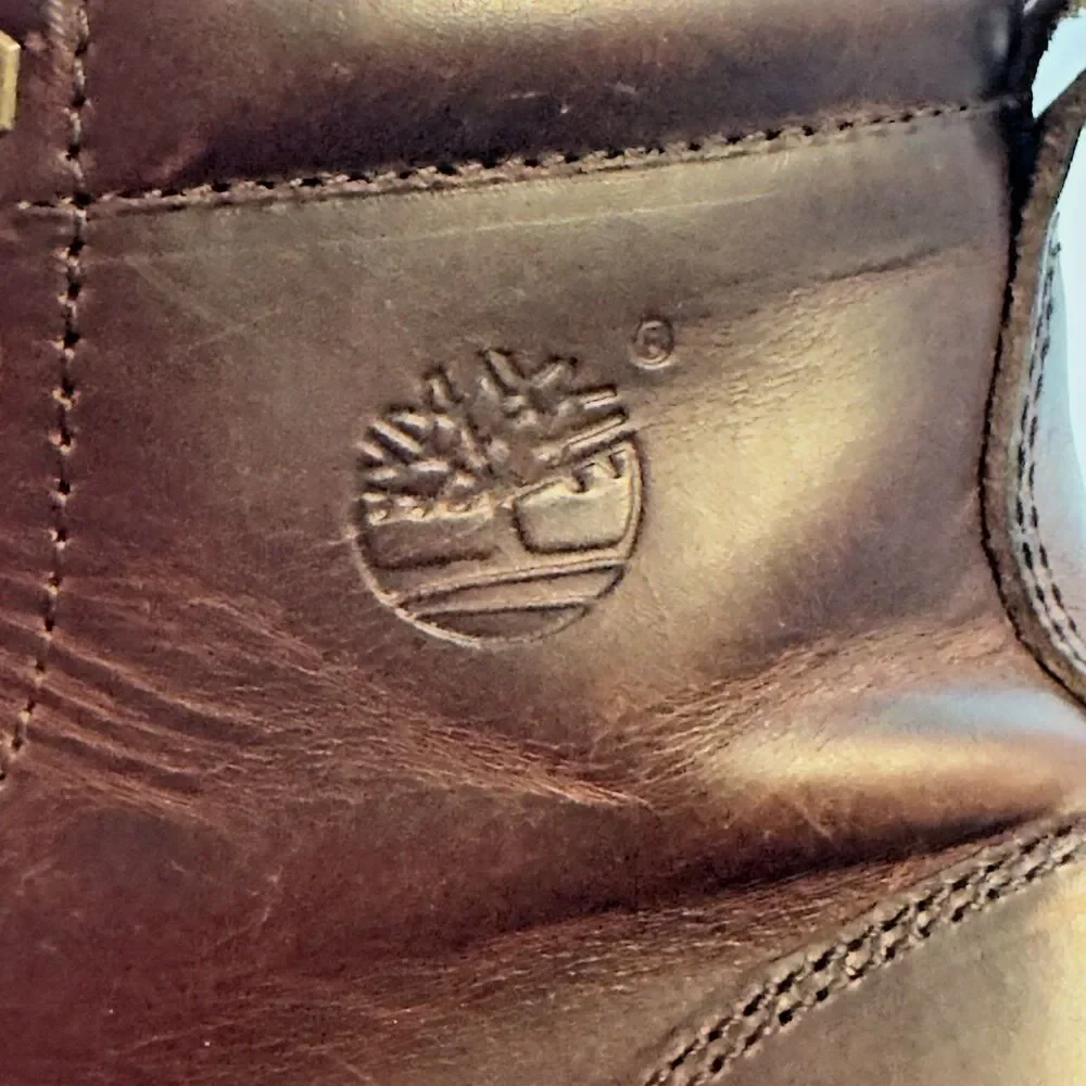 Vintage Timberland Dark Brown Leather Men's 8M Waterproof Moc Toe Lace Up Boots